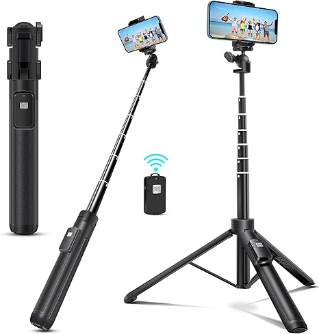 bluehorn Extendable Long inches Aluminum Alloy Selfie Stick Phone Tripod Stand New Model with Wireless Remote Shutter Compatible with All Cell Phones/Live Stream/Vlog/iPhone 16/15/14/13/Android