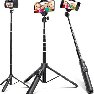 BZE Selfie Stick,62 inches Long Extendable Selfie Stick Tripod, Phone Tripod with Wireless Remote Shutter,Group Selfies/Live Streaming/Video Recording Compatible with All Cellphones