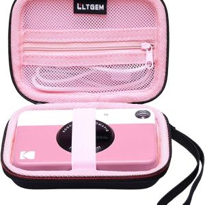 LTGEM Case Compatible with KODAK Printomatic/KODAK EKTAR H35 / KODAK Step Full-Color Instant Print Digital Camera(Inside: 5"x3.6"x1.7"), Black+Pink