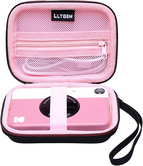 LTGEM Case Compatible with KODAK Printomatic/KODAK EKTAR H35 / KODAK Step Full-Color Instant Print Digital Camera(Inside: 5"x3.6"x1.7"), Black+Pink