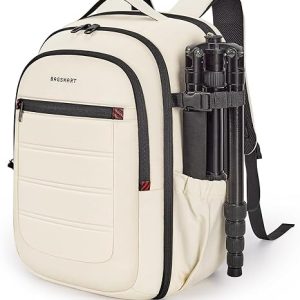 BAGSMART Camera Backpack, Expandable DSLR Professional Camera Bags for Photographers, Photography Drone Backpack with 15.6" Laptop Compartment, Rain Cover & Tripod Holder, Beige