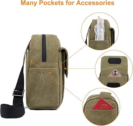 TULLIO Small Camera Bag Crossbody for Photographer Canvas Sling Bag Purse Waterproof Dslr Bag Compatible with Nikon Sony for Men and Women - Image 4