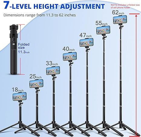 bluehorn Extendable Long inches Aluminum Alloy Selfie Stick Phone Tripod Stand New Model with Wireless Remote Shutter Compatible with All Cell Phones/Live Stream/Vlog/iPhone 16/15/14/13/Android - Image 3