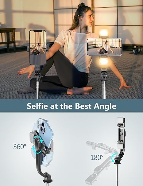 Selfie Stick Tripod with Light, 45'' Selfie Stick with Wireless Remote, Portable Phone Tripod Compatible with iPhone 15 Pro Max/15/14 Pro/14/13, Samsung S22/ S23 Ultra/Android Smartphone - Image 3