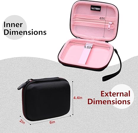 LTGEM Case Compatible with KODAK Printomatic/KODAK EKTAR H35 / KODAK Step Full-Color Instant Print Digital Camera(Inside: 5"x3.6"x1.7"), Black+Pink - Image 3