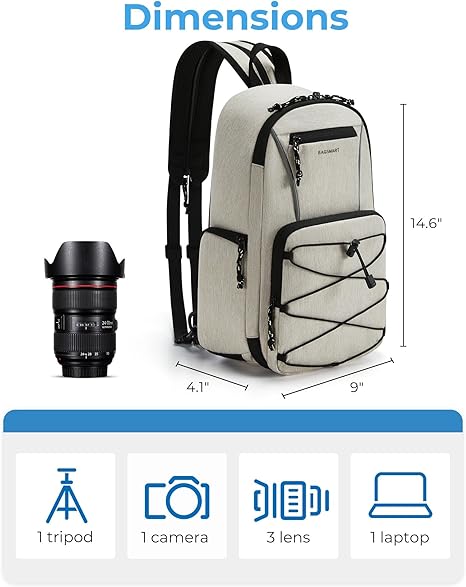BAGSMART Small Camera Sling Bag, DSLR/SLR Camera Bag Fits 11" Tablet, Camera Shoulder Bag for Photographers With Tripod Holder - Image 2