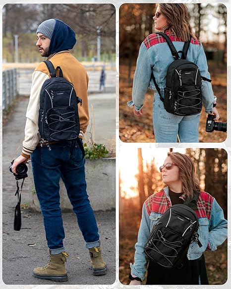 BAGSMART Small Camera Sling Bag, DSLR/SLR Camera Bag Fits 11" Tablet, Camera Shoulder Bag for Photographers With Tripod Holder - Image 5